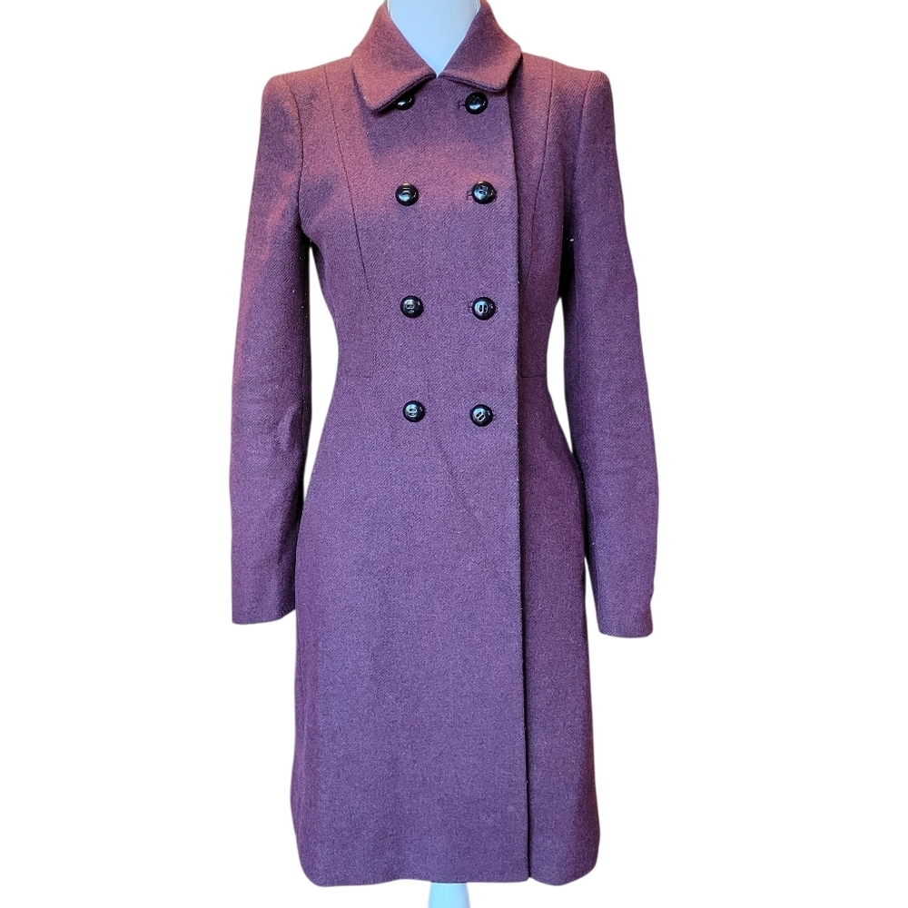 Hobbs London Purple Wool Double Breasted Long Coat